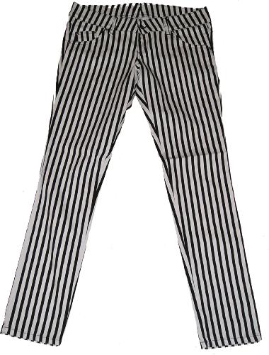 'Rolling Stoned' - Striped Denim Drainpipe Jeans