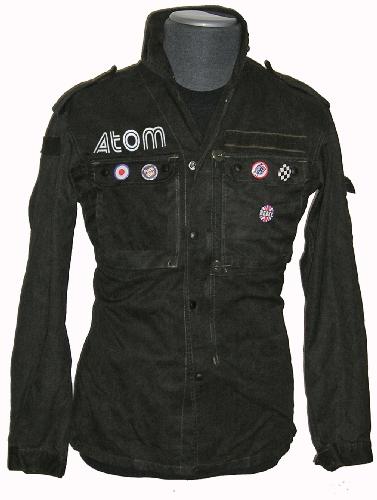 Jacket with text logo on front