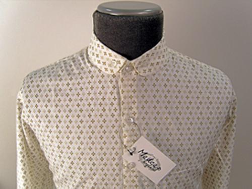 'Madryn' - Retro Sixties Round Collar Shirt
