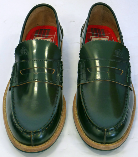 Isaac BARACUTA Mens Retro Gloss Green Mod Loafers