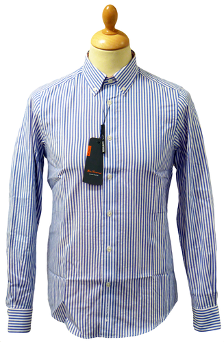 BEN SHERMAN Texture Stripe Button Down Mod Shirt