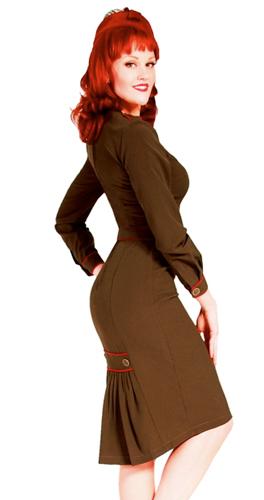 BETTIE PAGE 'Military' Vintage style Dress (Olive)