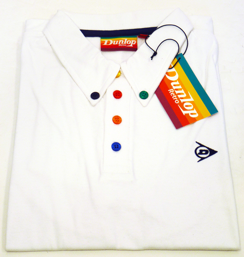 DUNLOP RETRO Mens Mod Contrast Button Polo Shirt W
