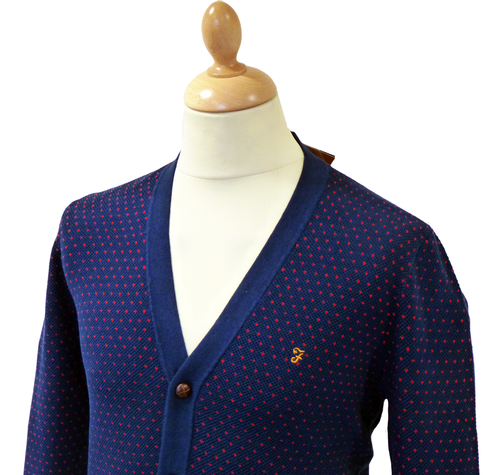 The Alford FARAH VINTAGE Cardigan | Retro 60s Mod Jacquard Knit Cardy