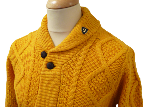 Draper FARAH VINTAGE Retro Mod Cable Knit Cardigan