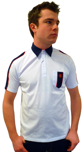 Gabicci Vintage 'Banks' Polo in White | Retro Mod Mens Polo Shirts