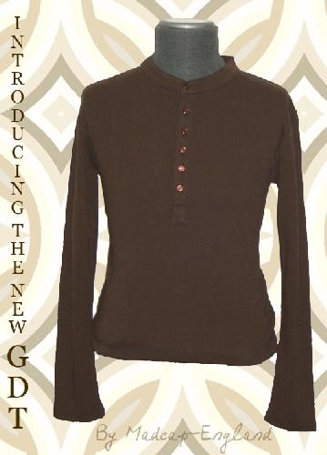 'GDT' - Sixties Mod Grandad Collar T-Shirt (Brown)