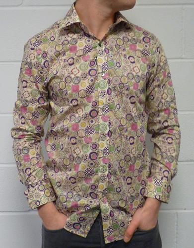 'Eddie' GIBSON LONDON LIBERTY PRINT Mens Mod Shirt