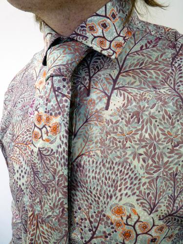 George GIBSON Mens Retro Floral Mod Shirt & Tie M