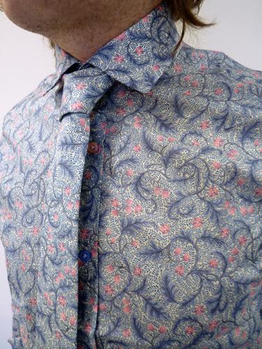 George GIBSON Mens Retro Floral Mod Shirt & Tie BP
