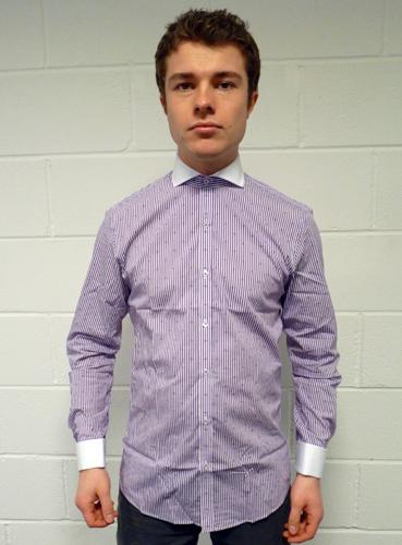 'Lloyd' GIBSON LONDON Dobby Stripe Mens Mod Shirt 