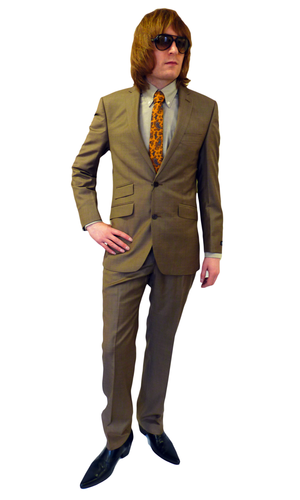 Marriott GIBSON LONDON 2 Piece 60s Mod Taupe Suit