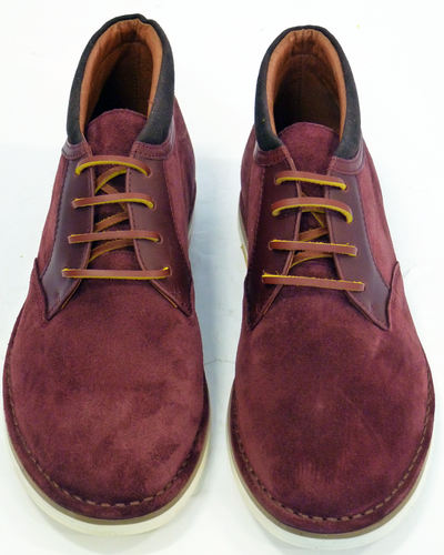 Crowe Desert Boots | H by HUDSON Retro Bordo Suede Mod Chukka Boots