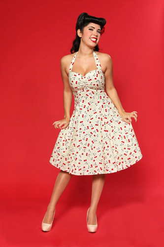 Cerise HEARTBREAKER Retro 60s Vintage Halter Dress