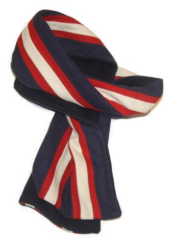 Collegiate Scarf Retro 60s Mod Stripe Scarves Navy Red White