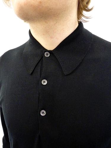 JOHN SMEDLEY 'DORSET' RETRO MOD CLASSIC POLO SHIRT (Black