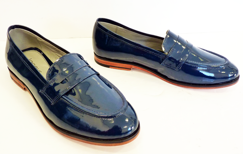 Holga Patent Leather Loafers | LACEYS Retro 60s Mod Penny Loafer Shoes