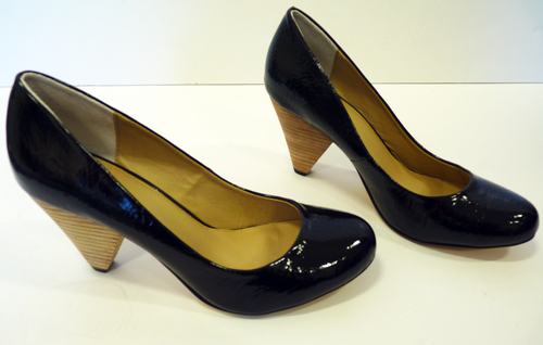 'PHYLLIS' - RETRO FIFTIES SMART COURT SHOES BY LACEYS (Black) Shoes