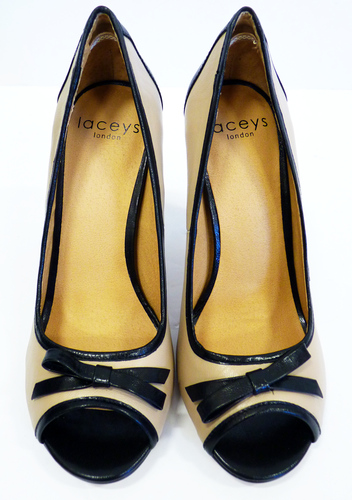 Rubina LACEYS Retro Sixties Mod Peep Toe Shoes N