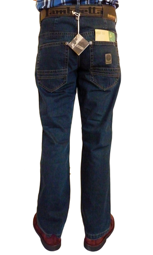 LAMBRETTA Mens Retro Mod Bootcut Jeans with Belt