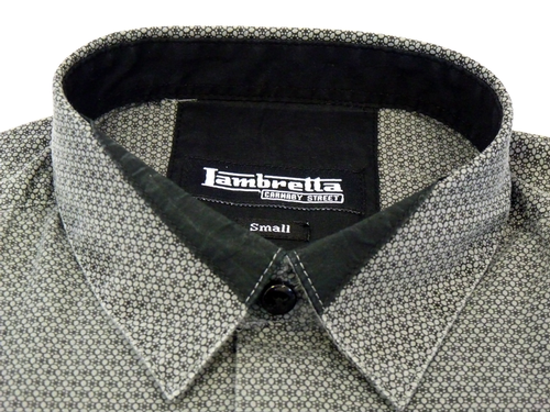 LAMBRETTA Mens Retro Honeycomb Pattern Mod Shirt