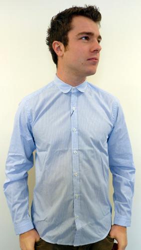 LAMBRETTA Mens Retro Mod Double Cuff Shirt (Blue)