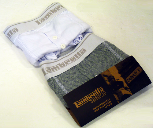+ LAMBRETTA Retro Ribbed Boxer Shorts - 2 Pack