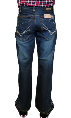 LAMBRETTA Mens Retro Shadow Wash SX Fit Mod Jeans