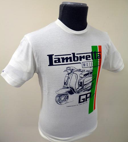 LAMBRETTA Retro Racing Stripe Mod Scooter Tee (E)