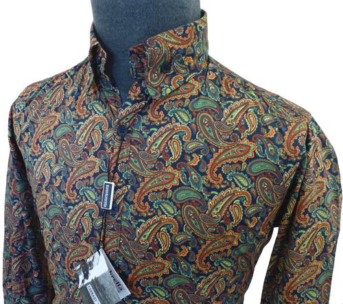 LAMBRETTA Mens Sixties Mod Retro Paisley Shirt (N)