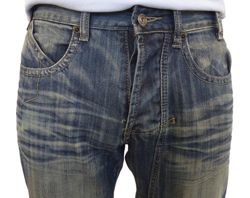 Lambretta Tartan Lined GP Fit Jeans in Antique Blue | Mens Retro Jeans