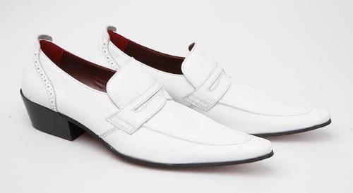 DELICIOUS JUNCTION Marquee | Retro Mod White Winklepicker Loafer Shoes