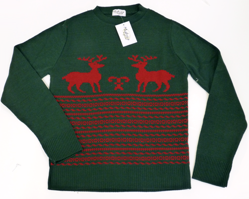 thumbnail image 2 of Men's Blue Santa Riding A Motorbike Christmas Jumper – Fun & Festive Cable-Knit Sweater 2 of 6