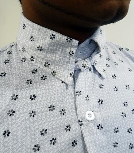 'Byron' MADCAP Retro Mod Tab Collar Floral Shirt