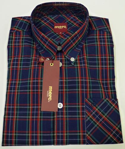 MERC 'NEDDY' MENS RETRO MOD TARTAN CHECK SHIRT (Navy). 'Neddy' by M