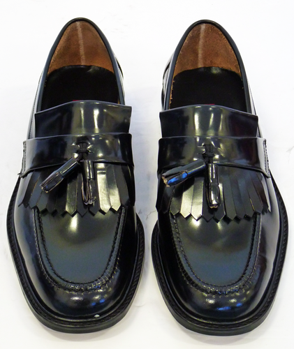MERC Tassel Loafers | Mens Retro Sixties Mod Black Tassel Loafer Shoes