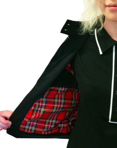 BLACK LADIES MERC LONDON TARTAN LINED HARRINGTON BOMBER JACKET MARY