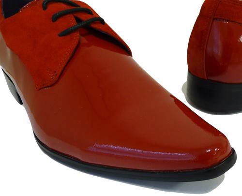 PAOLO VANDINI Lion | Mens Retro Mod Red Suede Winklepicker Shoes