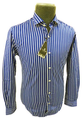 Peter Werth Mens Retro Mod Stripe Shirt (Blue)