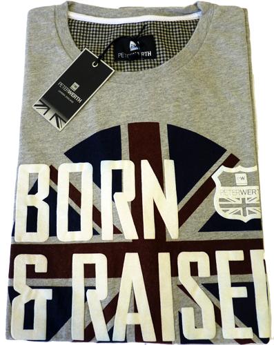 'Born & Raised' PETER WERTH Retro Mod Mens T-shirt
