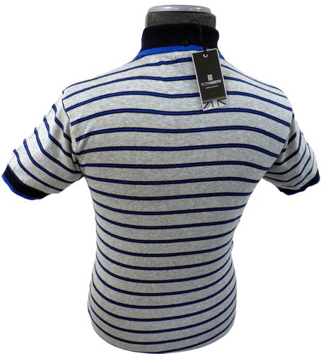 Peter Werth Striped Knitted Polo in Grey | Retro Mod Mens Polo Shirts