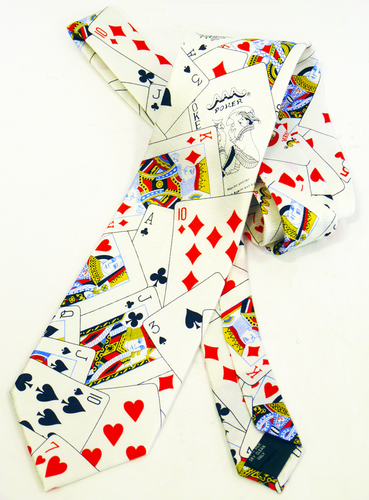 'Poker' Mens Retro 70s Playing Cards Graphic Tie