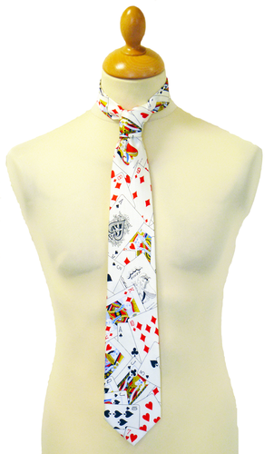 'Poker' Mens Retro 70s Playing Cards Graphic Tie
