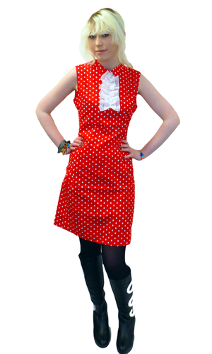 Polkadot Ruffle Front Dress | Retro 60s Vintage Ruffle Mod Dresses