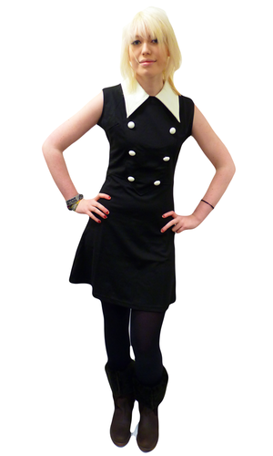 'Sandy' Dress in Black | Retro Sixties Mod Dresses at Atom Retro