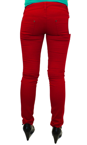 'Fiery Drainpipe Jeans' - Retro Red Skinny Jeans
