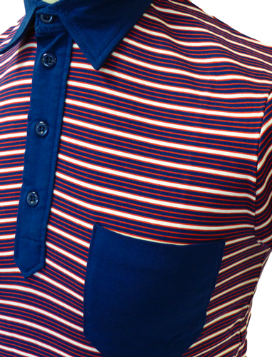 Mavers Mens Retro Sixties Stripe Mod Polo Shirt N
