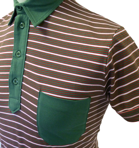 Mavers Mens Retro Sixties Stripe Mod Polo Shirt K