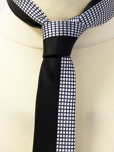 Fifty-Fifty Micro Square Tie | Retro Sixties Mod 2-Tone Skinny Tie