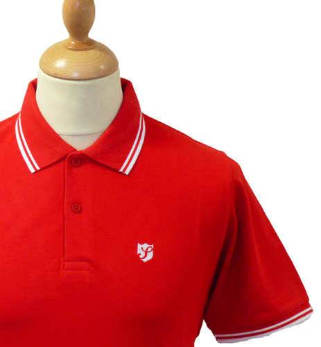 Stomp Polo Shirt | Mens Retro Indie Mod Red Classic Tipped Polo Top